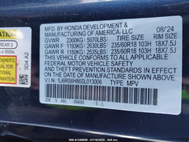 5J6RS6H86SL013006 Honda Cr-v Hybrid Sport-l