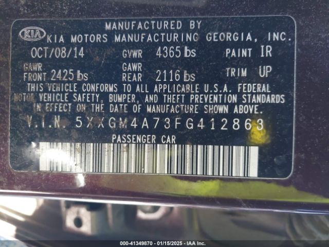 5XXGM4A73FG412863 KIA Optima Lx