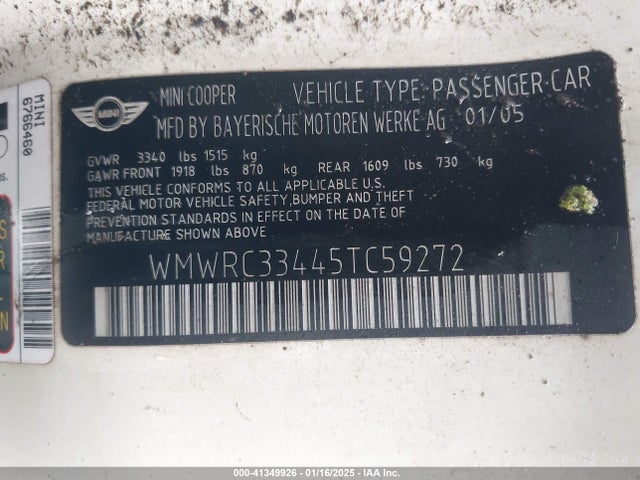 2005 MINI COOPER WMWRC33445TC59272 Photo 8