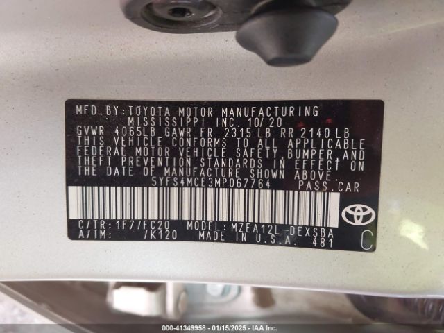5YFS4MCE3MP067764 Toyota Corolla Se Nightshade Edition