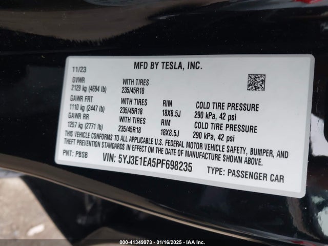 2023 TESLA MODEL 3 5YJ3E1EA5PF698235 Photo 8