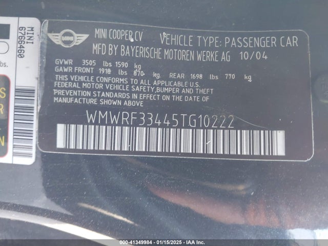 2005 MINI COOPER WMWRF33445TG10222 Photo 8