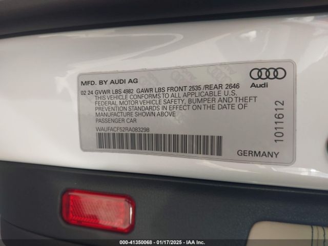 WAUFACF52RA083298 Audi A5 Sportback Premium Plus 45 Tfsi Quattro S Tronic