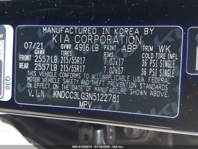 KNDCC3LG3N5122781 KIA Niro Ev Ex
