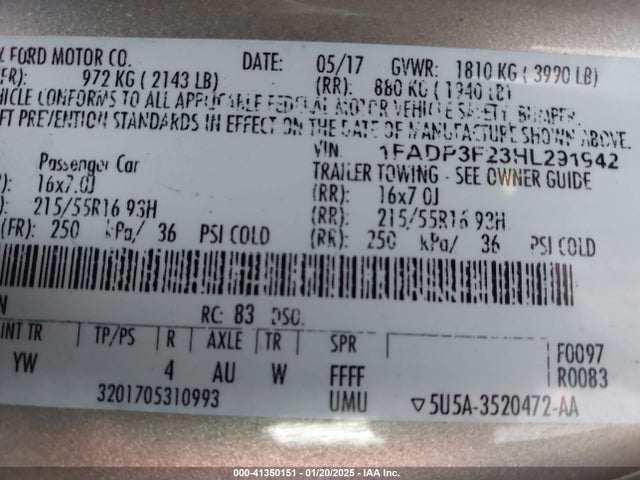 Ford FOCUS SE 2017 1FADP3F23HL291942 Image 9