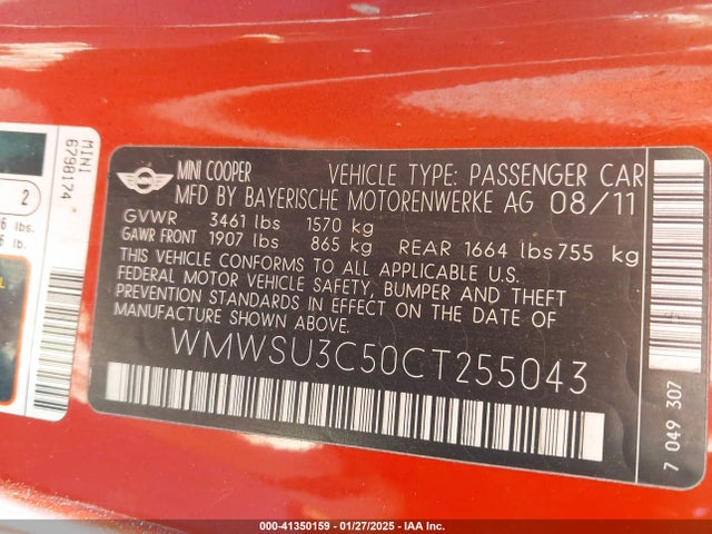 2012 MINI COOPER WMWSU3C50CT255043 Photo 8
