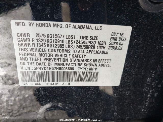5FRYD4H57HB006808 Acura Mdx Technology Package