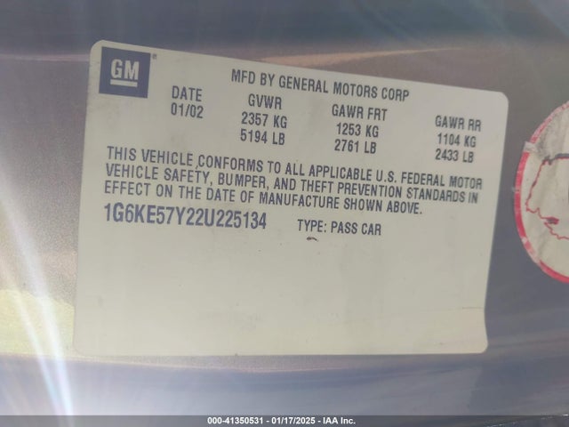 2002 CADILLAC DEVILLE 1G6KE57Y22U225134 Photo 8