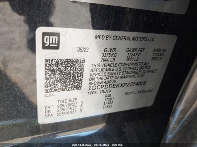1GCPDDEKXPZ274025 Chevrolet Silverado 1500 4wd  Standard Bed Lt