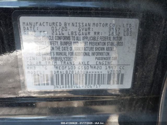 3N1AB8BV6LY206717 Nissan Sentra S Xtronic Cvt