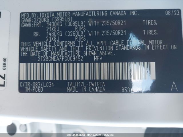 2T2BCMEA7PC009492 Lexus Rx 500h F Sport Performance