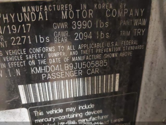 KMHD04LB9JU505885 Hyundai Elantra Sport