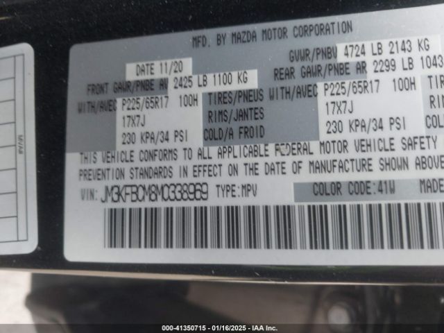 JM3KFBCM8M0338969 Mazda Cx-5 Touring