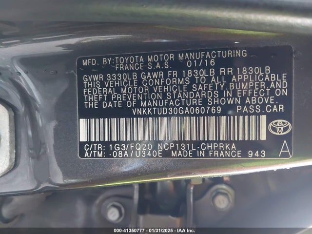 VNKKTUD30GA060769 Toyota YARIS L