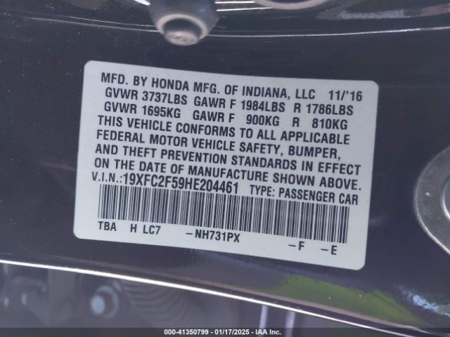 19XFC2F59HE204461 Honda Civic Lx