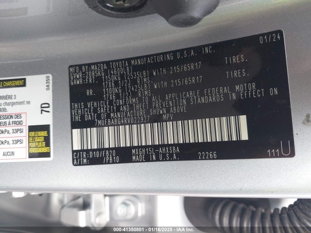 7MUFBABG4RV022927 Toyota Corolla Cross Hybrid Se