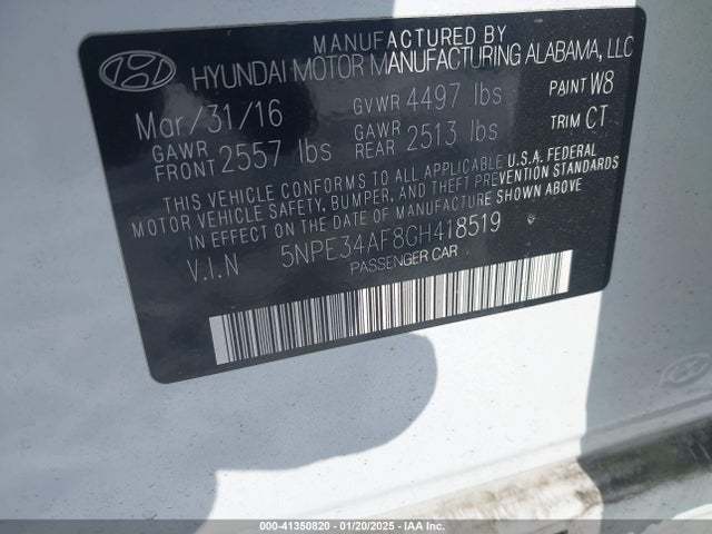 5NPE34AF8GH418519 Hyundai Sonata Sport