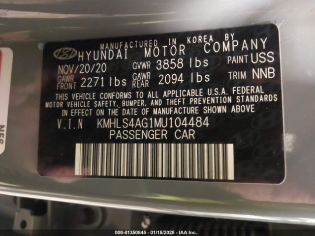 KMHLS4AG1MU104484 Hyundai ELANTRA SEL