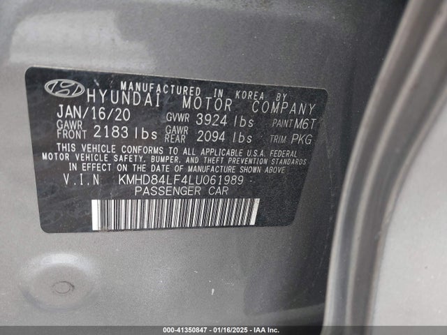 KMHD84LF4LU061989 Hyundai ELANTRA SEL