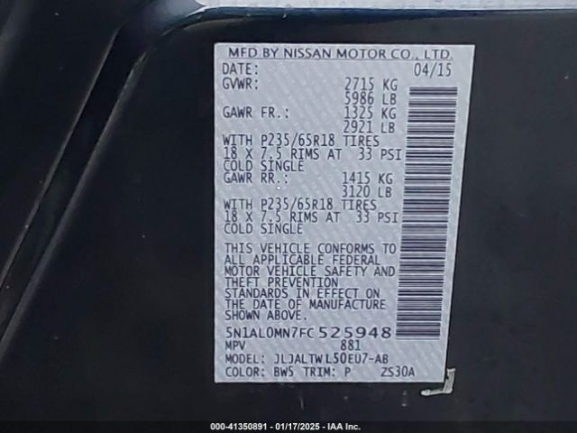 5N1AL0MN7FC525948 Infiniti QX60