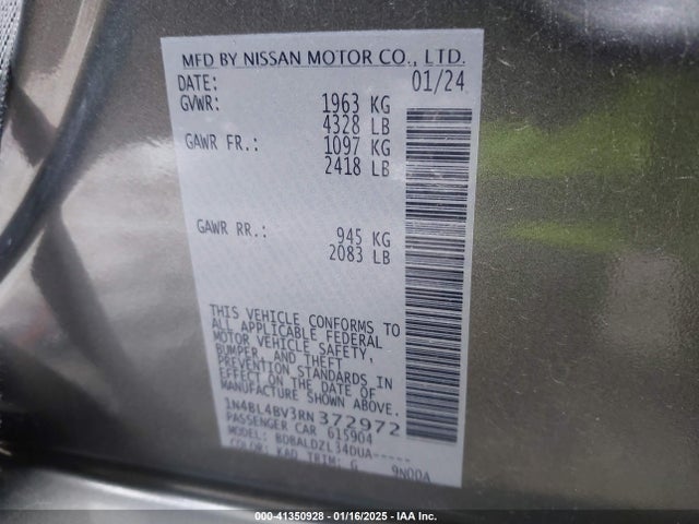 1N4BL4BV3RN372972 Nissan Altima S Fwd
