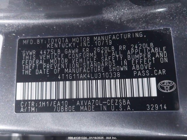 Toyota Camry 2020 4T1G11AK4LU310338 Image 22
