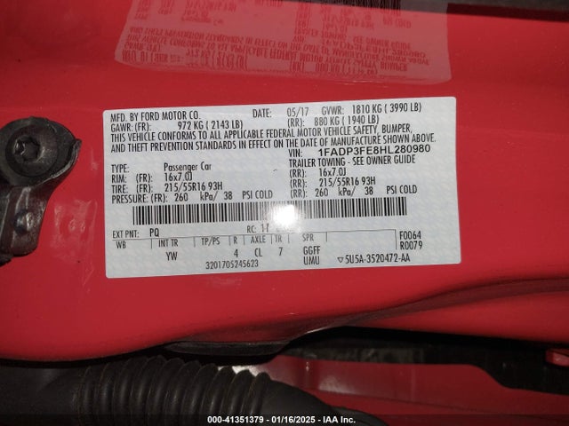 Ford FOCUS SE 2017 1FADP3FE8HL280980 Image 9