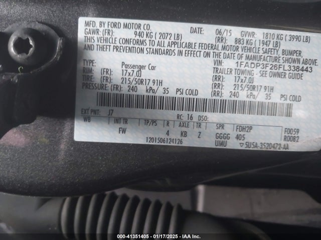 Ford FOCUS SE 2015 1FADP3F26FL338443 Image 9