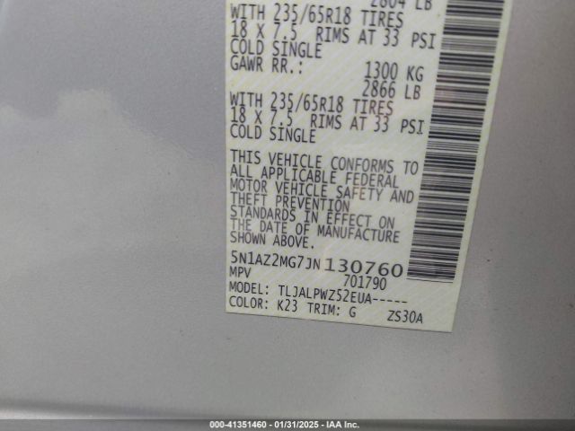 5N1AZ2MG7JN130760 Nissan 2018