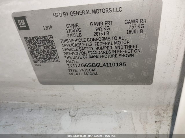 1G1JG6SB6L4110185 Chevrolet Sonic Fwd  1fl 5-door