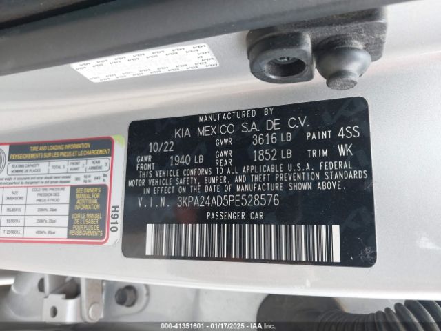 3KPA24AD5PE528576 KIA RIO LX