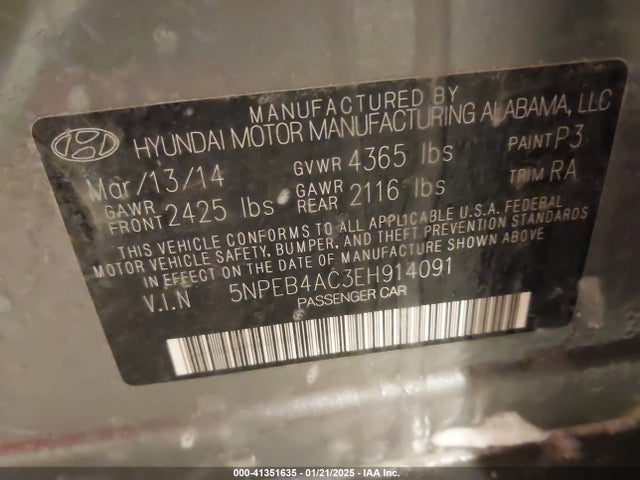 Hyundai SONATA GLS 2014 5NPEB4AC3EH914091 Image 9