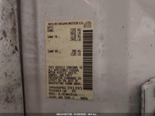 1N4AA6AP8GC391395 Nissan Maxima 3.5 Platinum