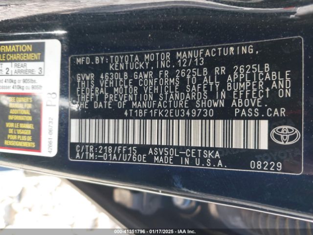 4T1BF1FK2EU349730 Toyota Camry Se Sport