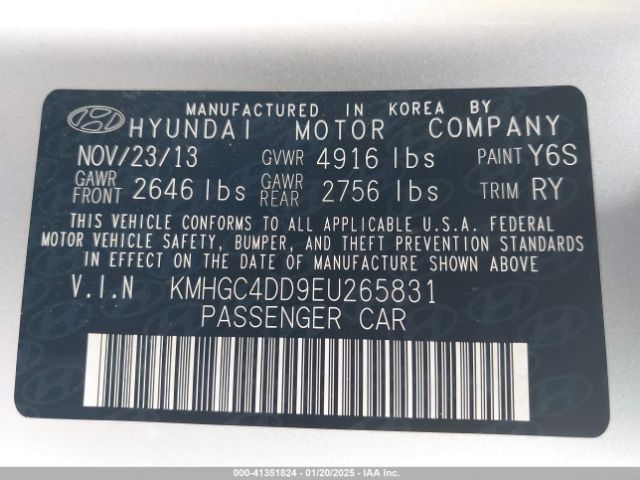 KMHGC4DD9EU265831 Hyundai Genesis 3.8
