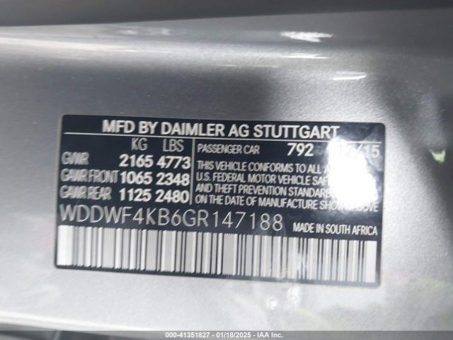 WDDWF4KB6GR147188 Mercedes-Benz C 300 4matic/luxury 4matic/sport 4matic