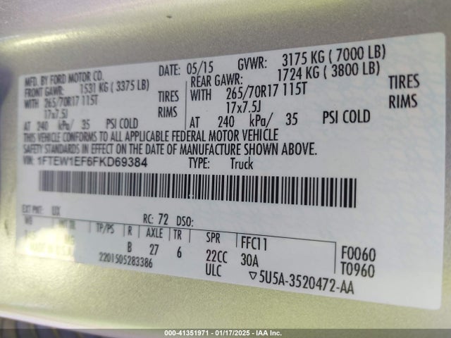 Ford F-150 Xlt 2015 1FTEW1EF6FKD69384 Image 9