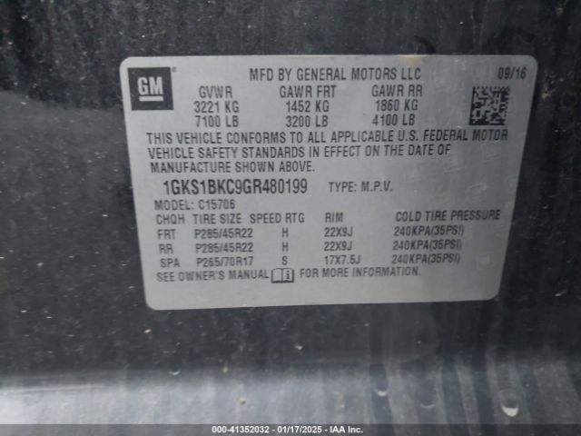1GKS1BKC9GR480199 GMC YUKON SLT