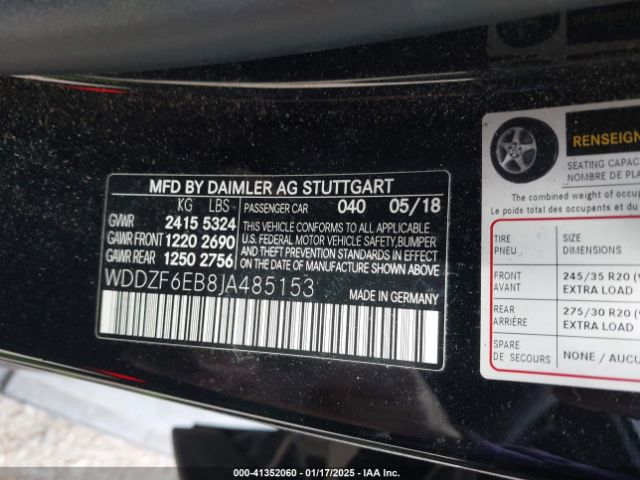 WDDZF6EB8JA485153 Mercedes-Benz Amg E 43 4matic