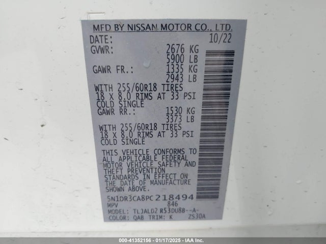Nissan Pathfinder Sl Fwd 2023 5N1DR3CA8PC218494 Image 9