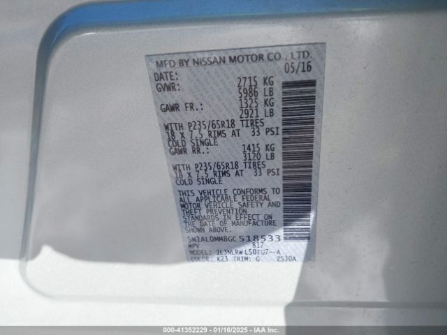 5N1AL0MM8GC518533 Infiniti QX60