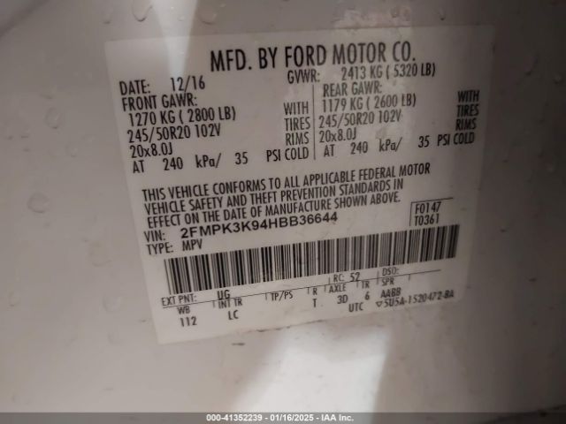 2FMPK3K94HBB36644 Ford Edge Titanium
