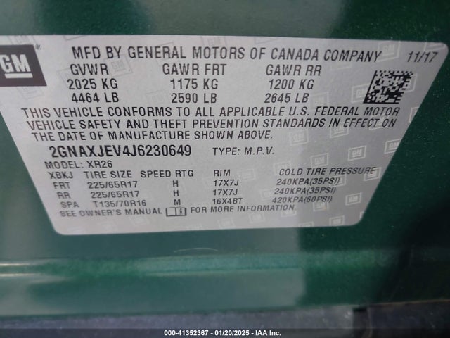 Chevrolet EQUINOX LT 2018 2GNAXJEV4J6230649 Image 9