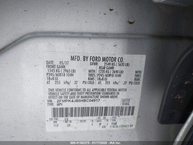 Ford EDGE SEL 2017 2FMPK4J85HBC04917 Image 9