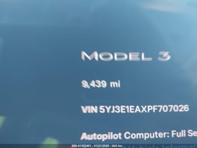 5YJ3E1EAXPF707026 Tesla Model 3 Rear-wheel Drive