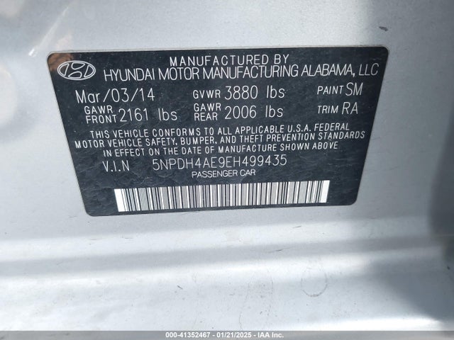 Hyundai ELANTRA SE 2014 5NPDH4AE9EH499435 Image 9
