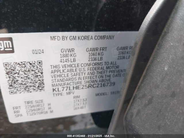 KL77LHE25RC216739 Chevrolet Trax Fwd Lt