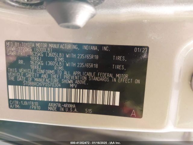 5TDBBRCH7PS570304 Toyota Highlander Hybrid Le
