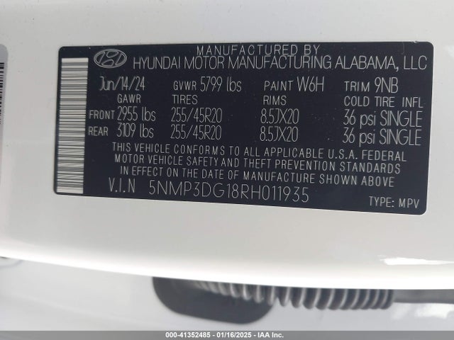 5NMP3DG18RH011935 Hyundai Santa Fe Hybrid Limited