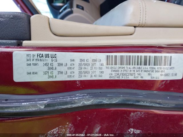 1C4RJFBG0GC376675 Jeep Grand Cherokee Limited